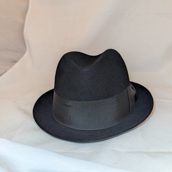 Vintage Adam Black Beaver Fur Felt Fedora Hat - Size 7 1/4 - Picture 2 of 8